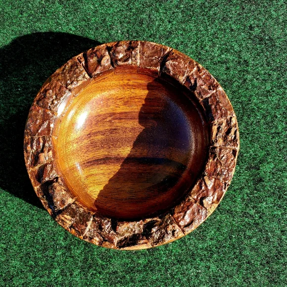 Natural Edge Walnut Bowl Trinket Pocket Change 6in Diameter Hand Turned - Picture 2 of 8